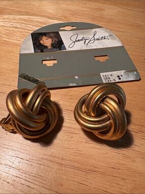 Jaclyn Smith Gold-Tone Twisted Love Knot Clip-On Earrings